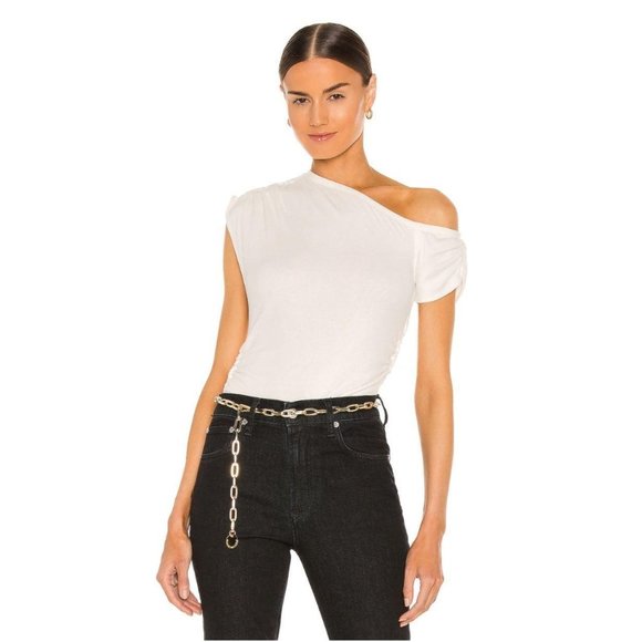 2FOR$30 - NWT H:OURS Off Shoulder Shirred Bodysuit in Ivory - Picture 7 of 7